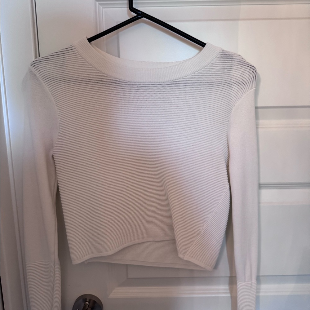 White Ribbed Women's Top
